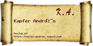 Kapfer András névjegykártya