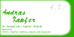 andras kapfer business card